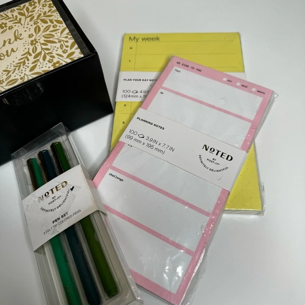 Posted note pads 2 pen set box of 50 thank you note cards